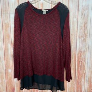 True Self Sheer Sweater Tunic Blouse (L)